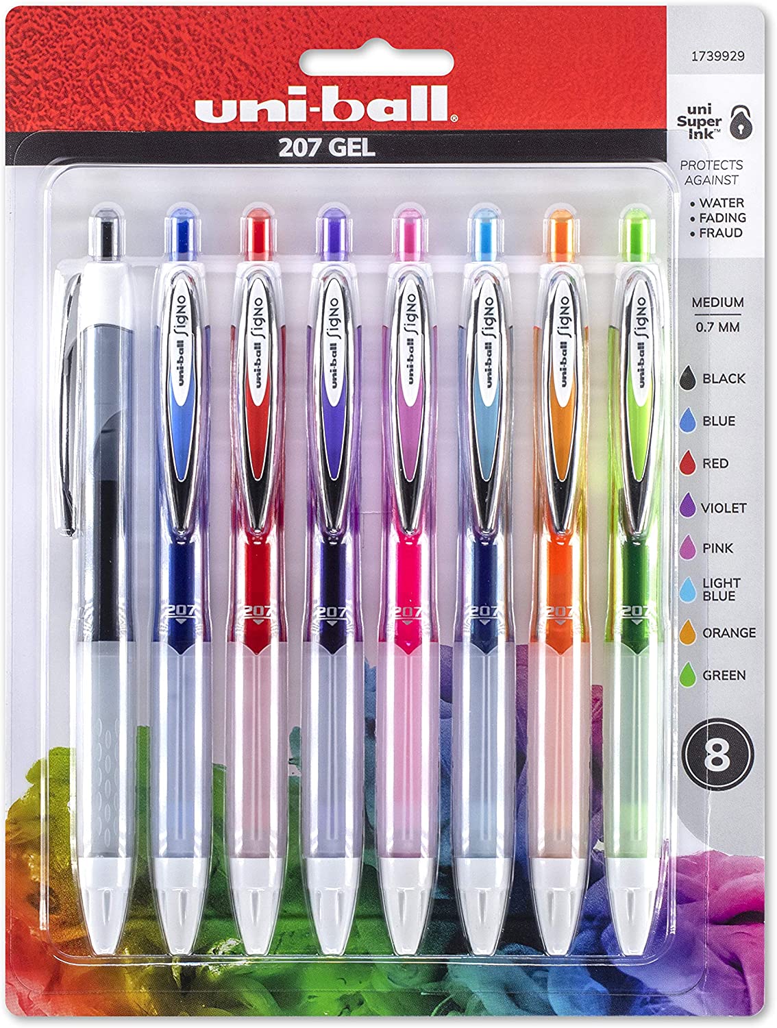 uni-ball 207 Colors Retractable Gel Pens, Medium Point (0.7mm), Assorted, 8  Count - ISON Store